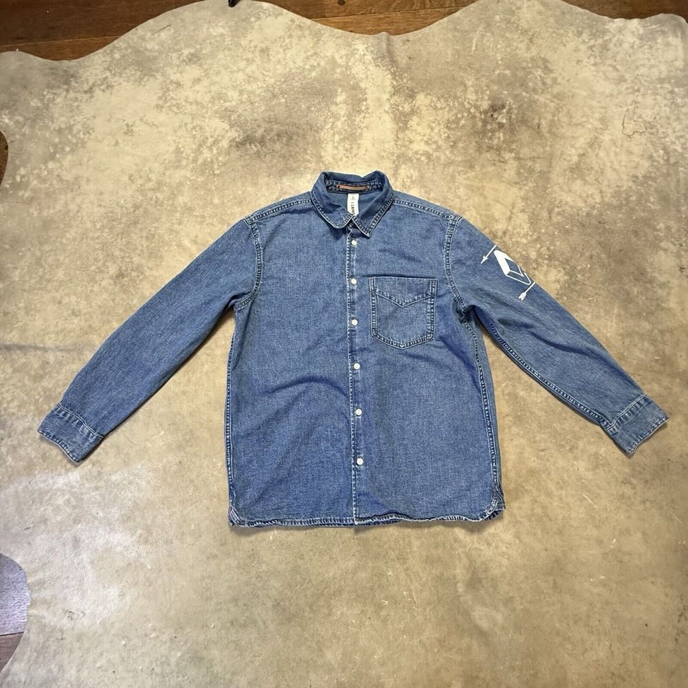 HM & Denim Unisex Shirt Size Small Blue Button Down Long‎ Sleeve Cotton